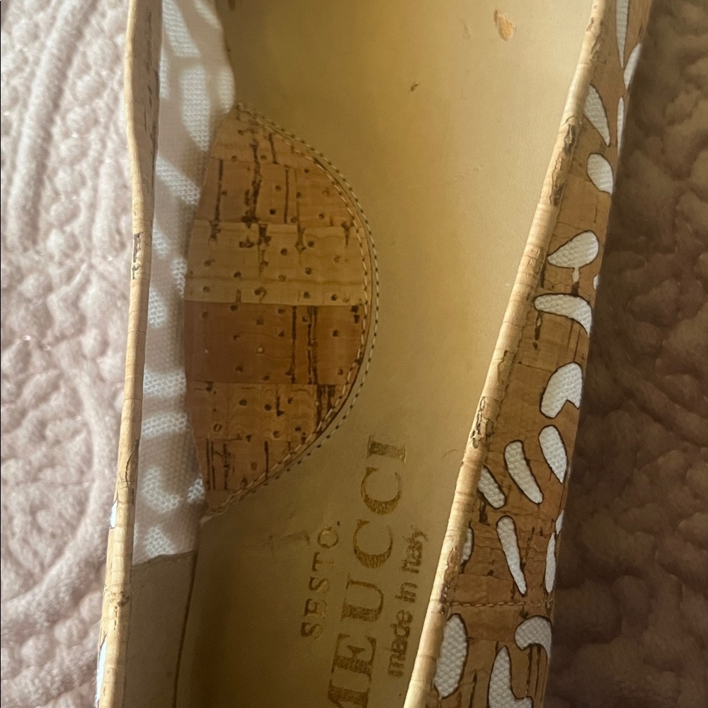 Sesto Meucci Tan Bella laser cut cork ballet flat in EUC SZ8 made in Italy - Picture 10 of 12